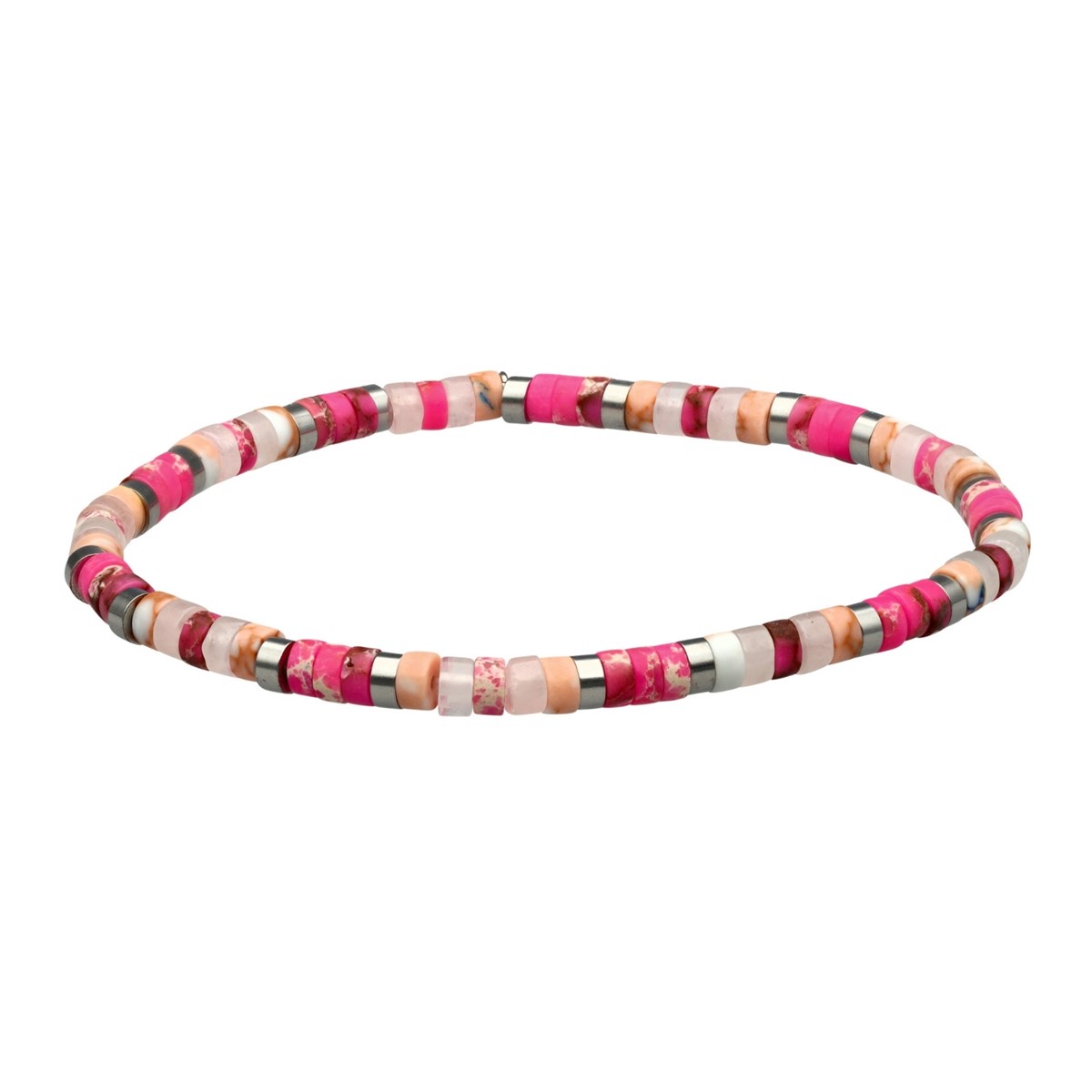 Bracelet Perles Heishi 4 Mm Jaspe Pourpre Et Rose Impérial-Large-20cm