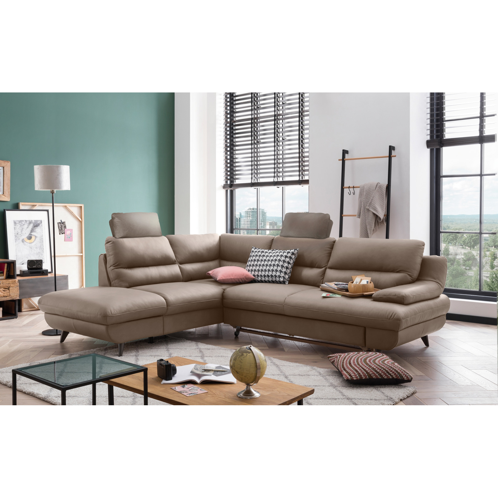 Ecksofa Pike Leder, Ottomane links mouse
