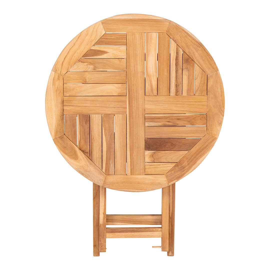 Oviedo tuinset: eettafel Ø70cm, natuurlijke afwerking, en 2 Toledo stoelen, natuurlijke afwerking. 70 x 70 x 75 cm