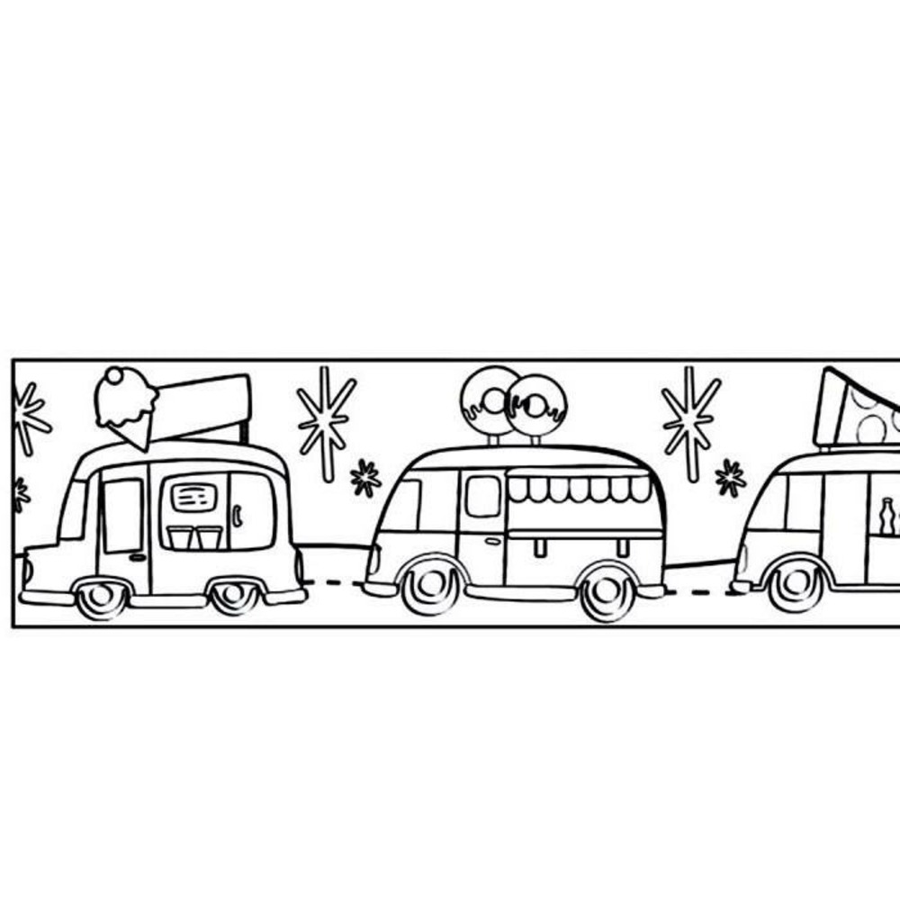 Masking tape large à colorier - camionnettes 4,6 cm x 5 m
