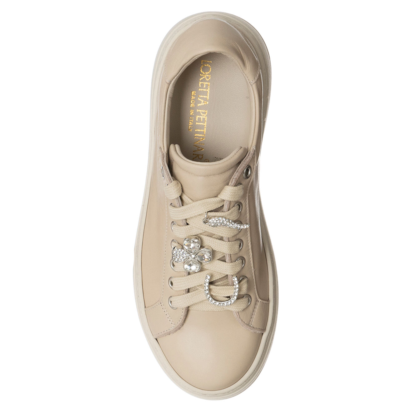 Loretta Pettinari Sneakers en Cuir Garance beiges