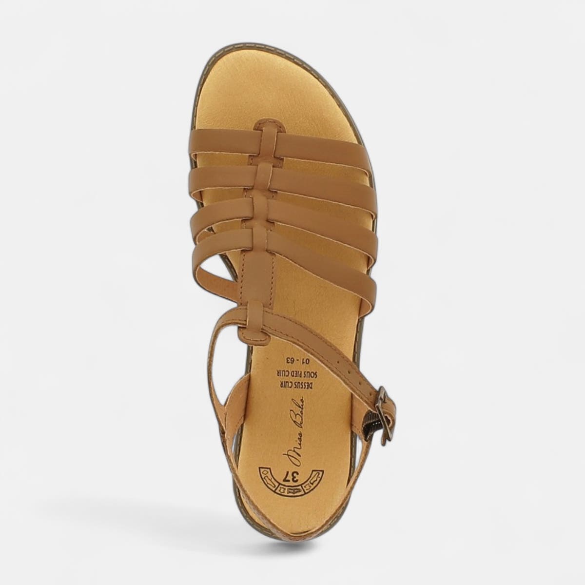 Nu-pieds Femme en cuir cognac
