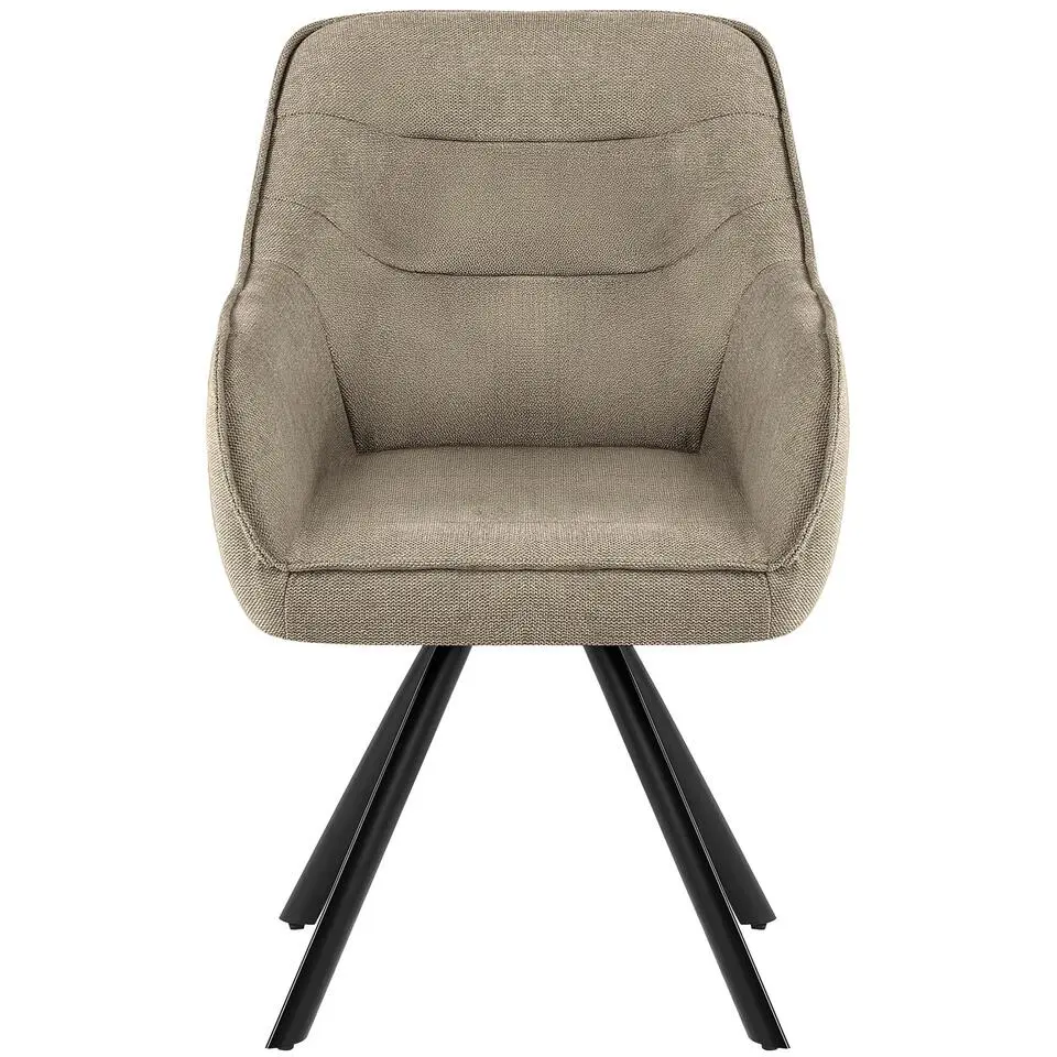 CLP Eetkamerstoel Pettuli zwart Frame - Stof - taupe