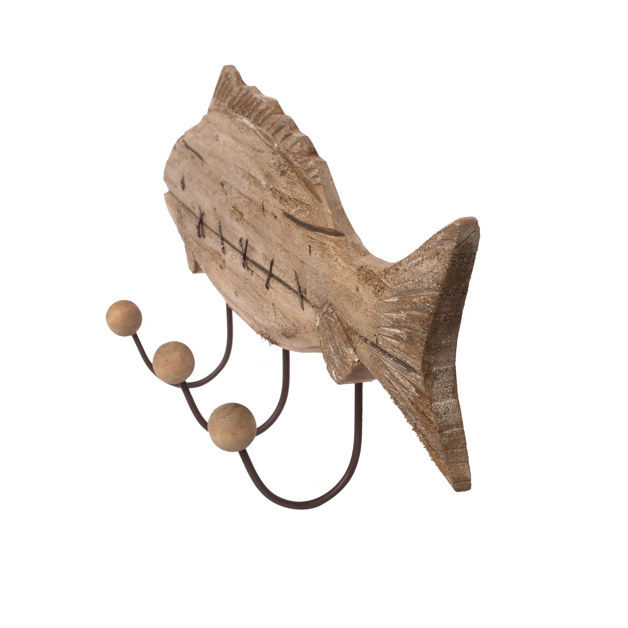 3er Hakenleiste 'Fisch', natur, B 60 cm, H 30 cm, L 10 cm von fischer's lagerhaus
