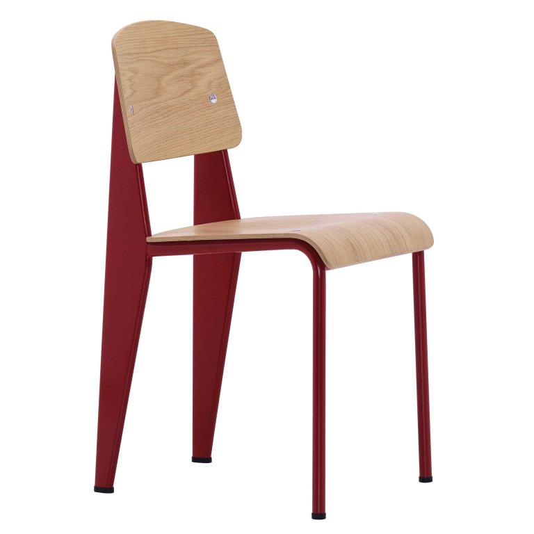 Vitra Standard stoel naturel eiken, onderstel Japanese Red