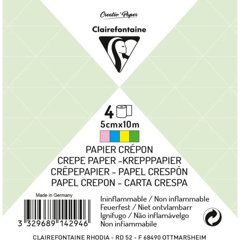 PAPIER CRÉPON IGNIFUGÉ, 4 bandes au format 5cmx10m - Assortiment printanier