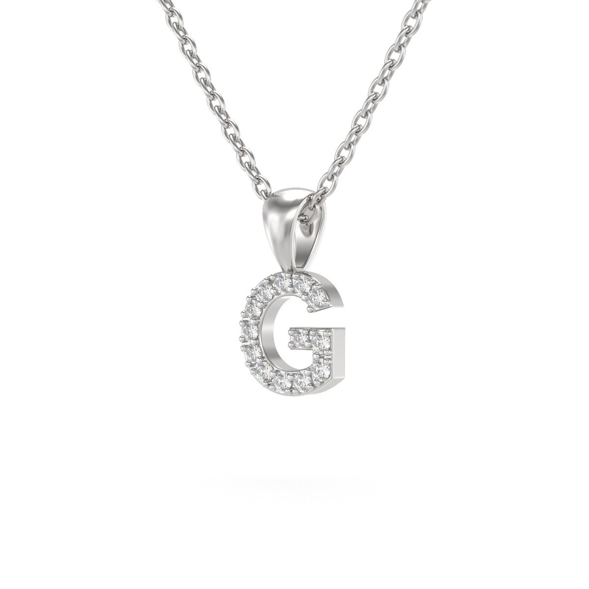 Collier Pendentif ADEN Lettre G Diamant Chaine Argent 925 incluse 0.72grs