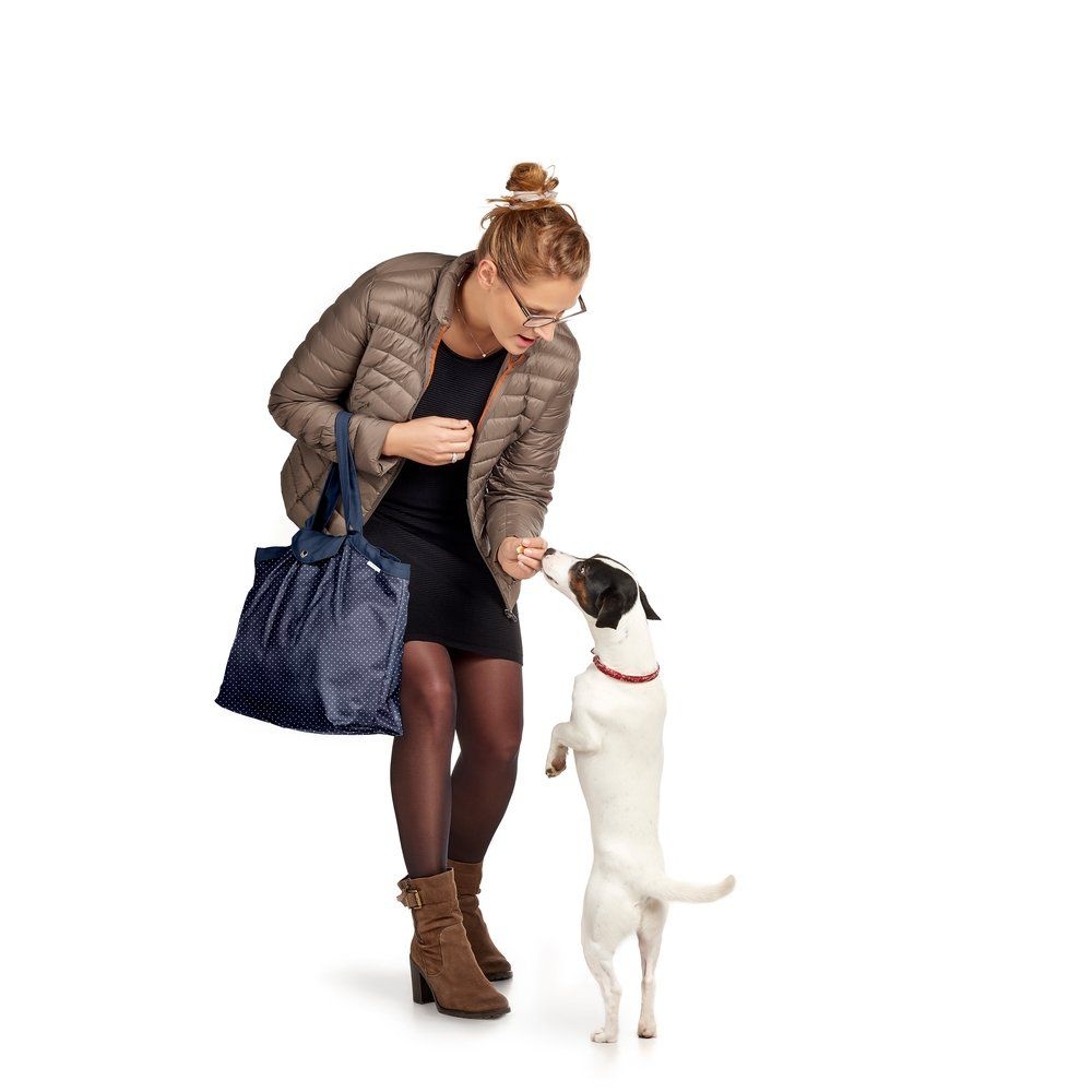 Sac Cabas Taille Moyenne Plissé Pois Marine