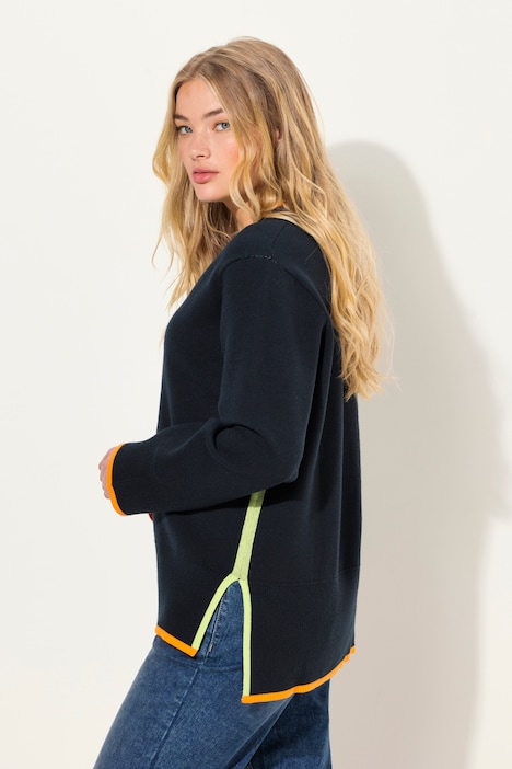 Strickpullover, Langram, V-Ausschnitt