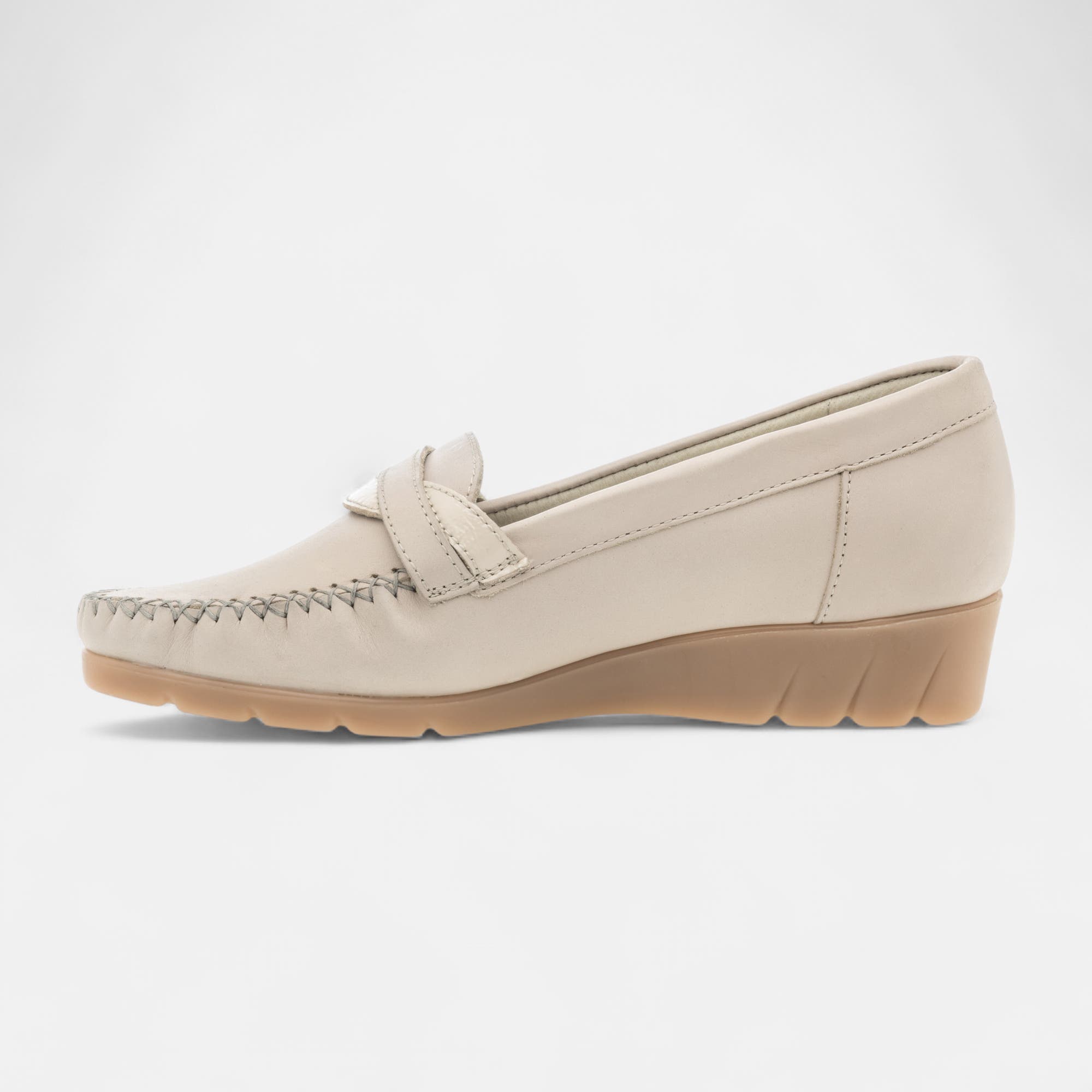 Mocassins pieds sensibles Femme en cuir beige