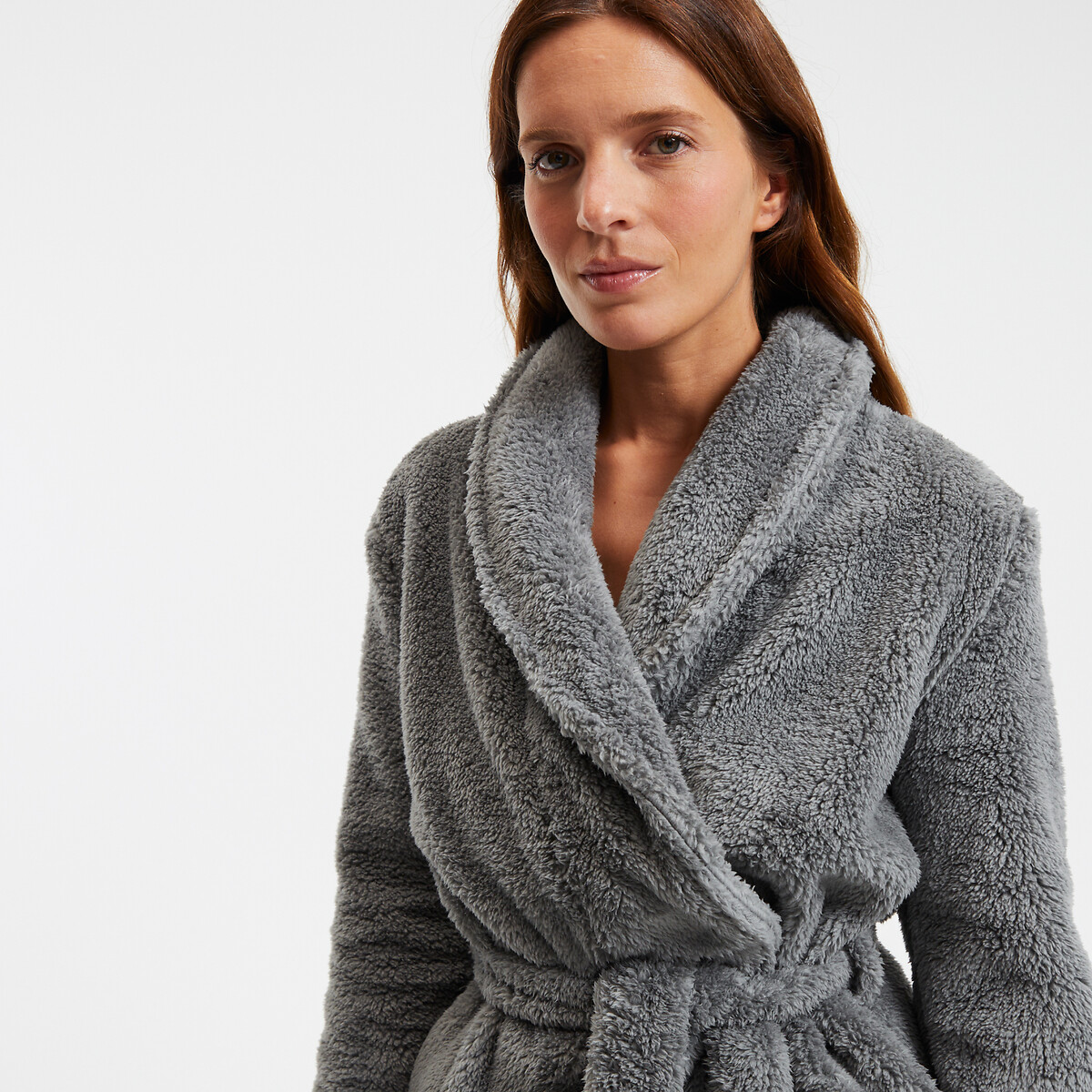 COLEÇÕES LA REDOUTE<br>Robe de vestir em fleece, gola xale