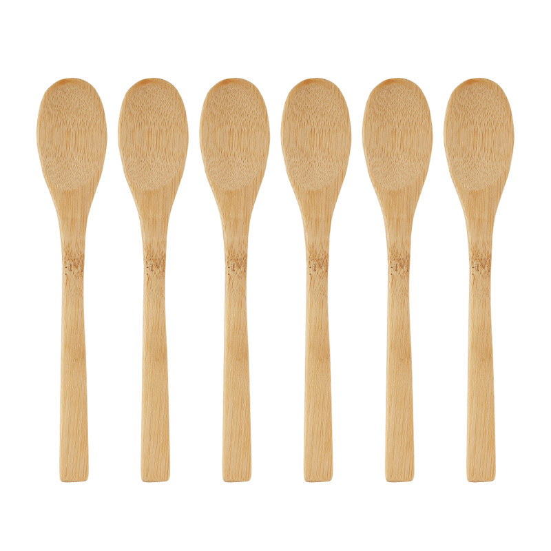 Lepels bamboe - 16 cm - set van 6