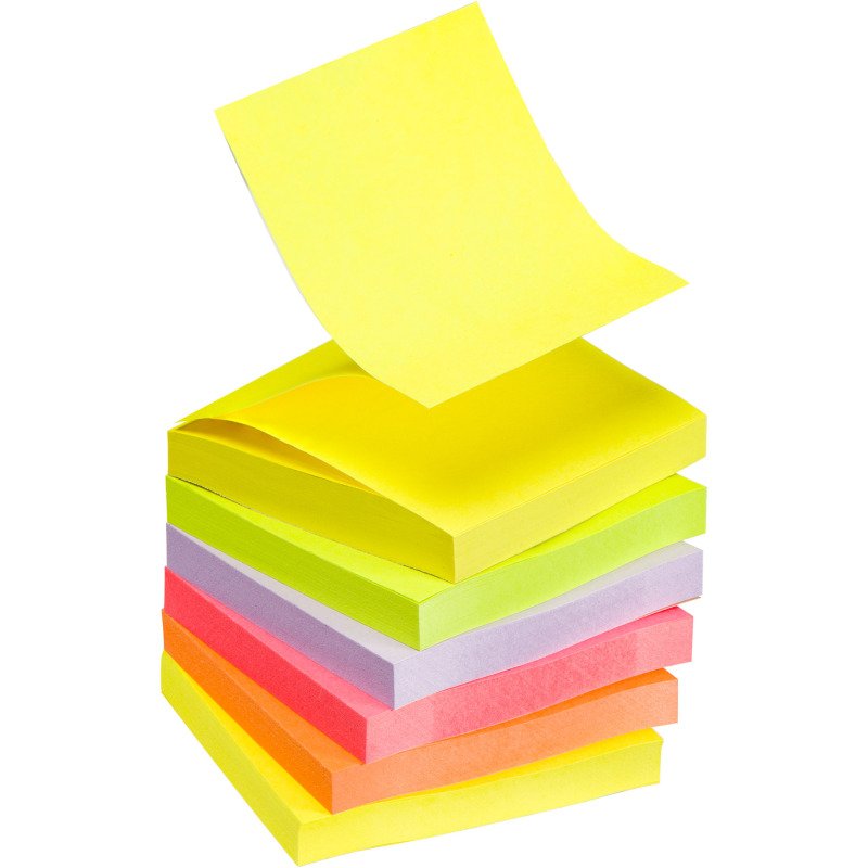 Z-notes repositionnables couleurs vives assorties Post-it 76 x 76 mm - bloc de 100 feuilles = Pour l'achat 12 notes repositionnables, 1 sachet de M&M OFFERT