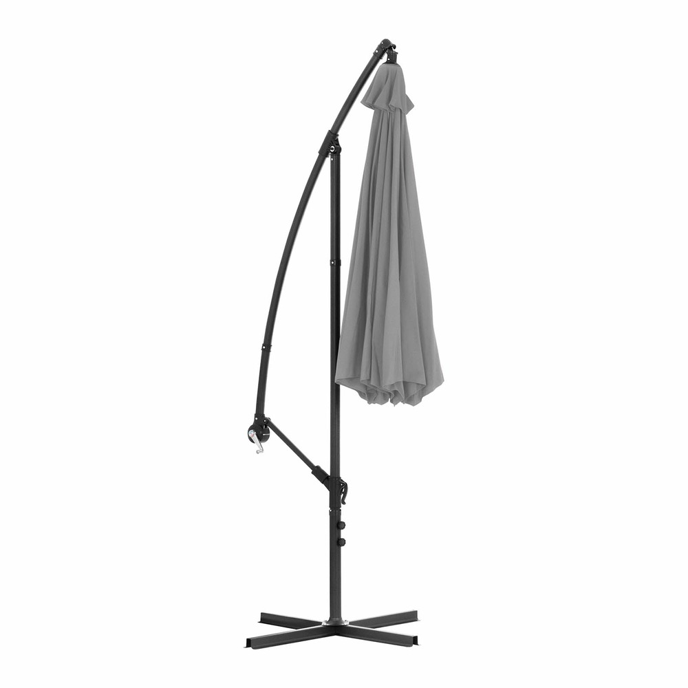 Parasol déporté rond diamètre 300 cm inclinable gris foncé