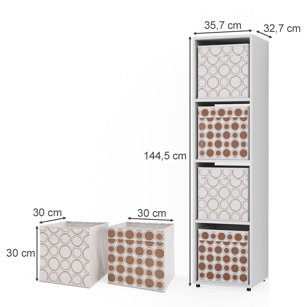 Vicco Raumteiler Würfelregal Standregal Ludus Weiß Faltbox Wohnzimmer Regal 36x145 cm modern Ablage 4 Fächer Dekoregal Ordnerregal Aufbewahrung