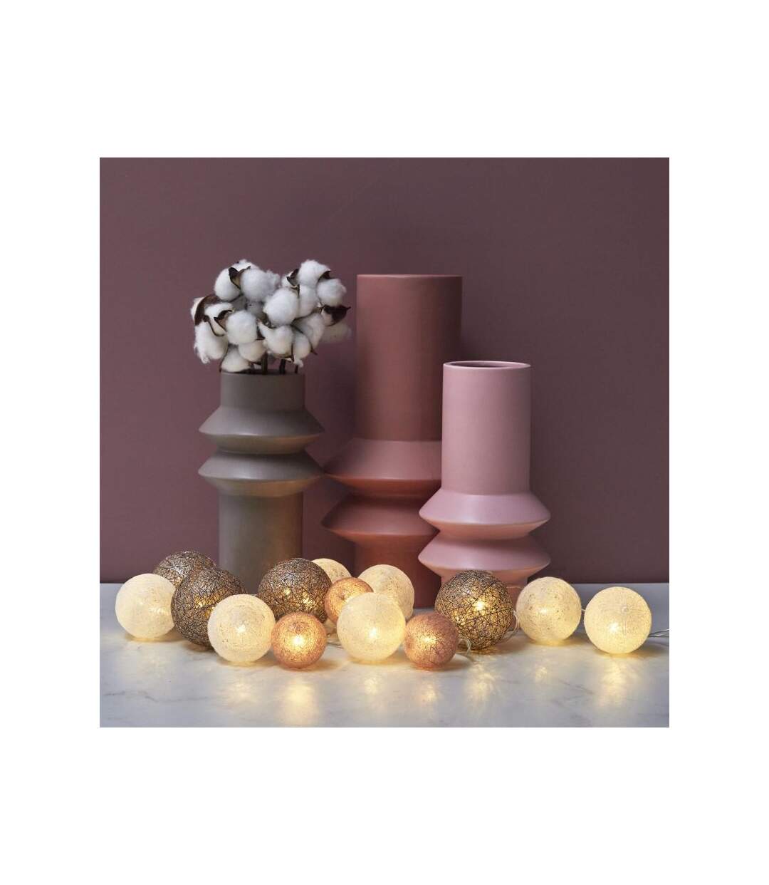 Paris Prix - Guirlande Lumineuse Led boule 360cm Rose