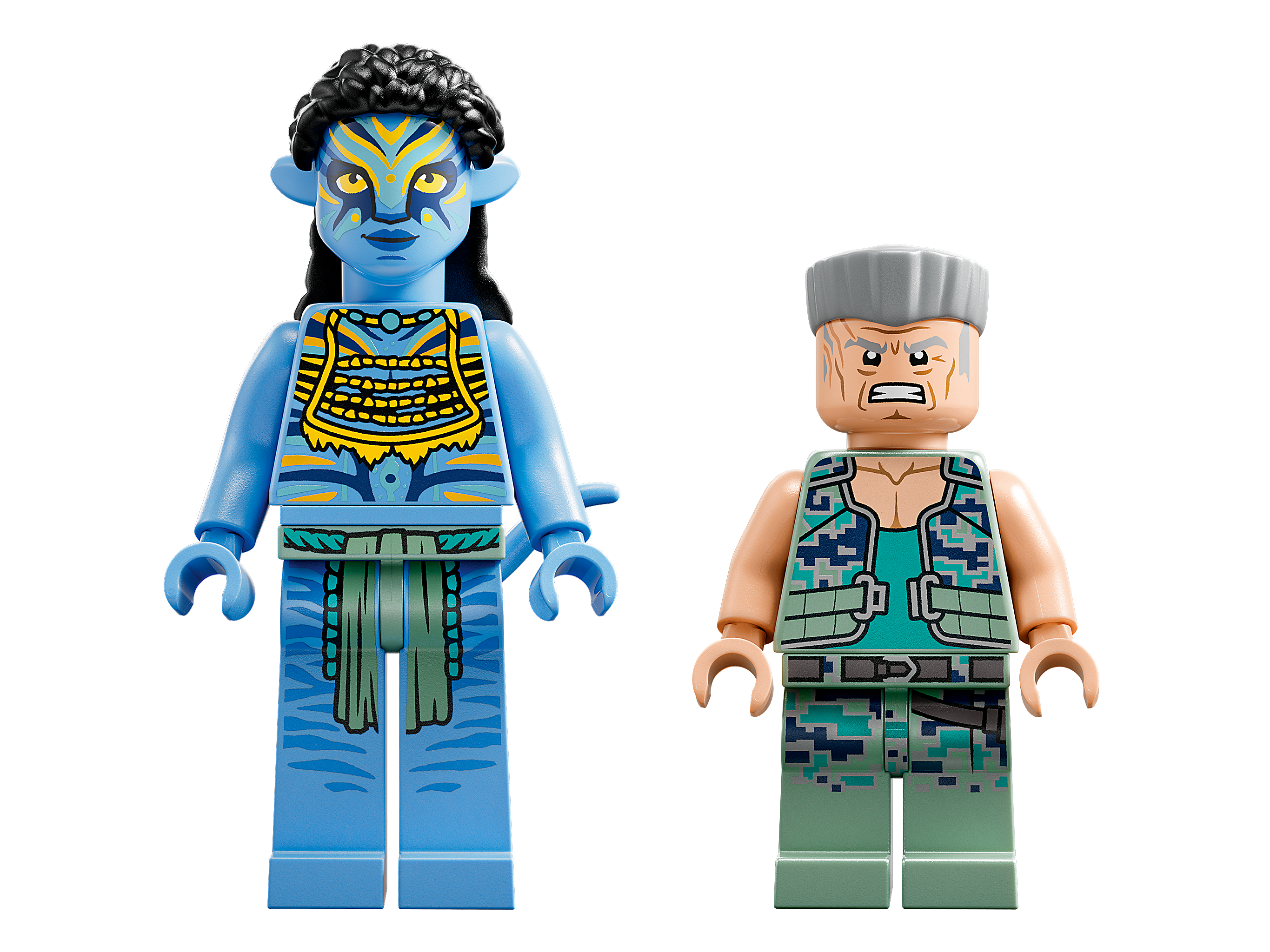 Neytiri e o Thanator contra Quaritch no exoesqueleto AMP 75571