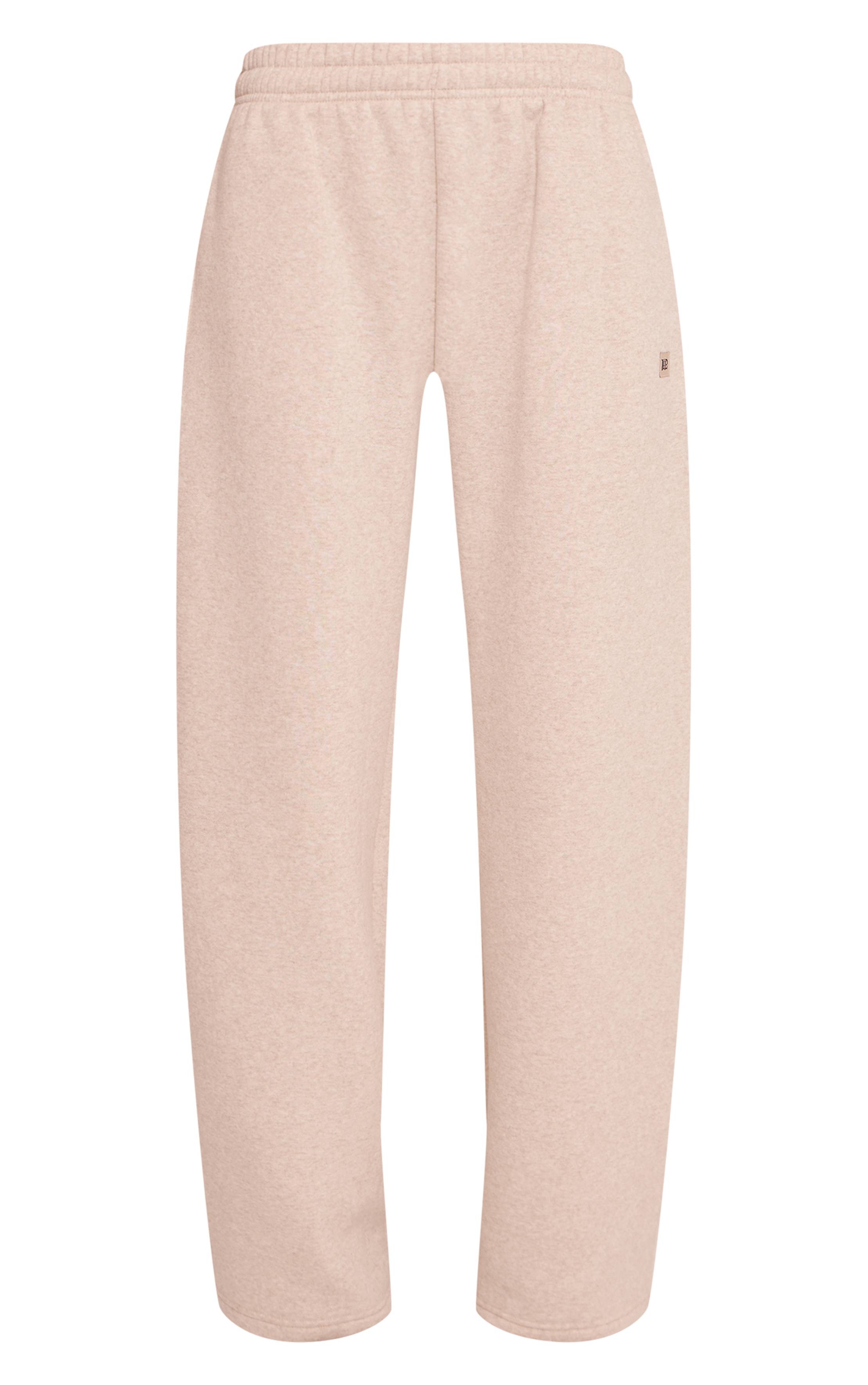 Avoine Pantalon De Jogging Droit En Molleton De Coton Chiné Avoine Avec Badge PLT