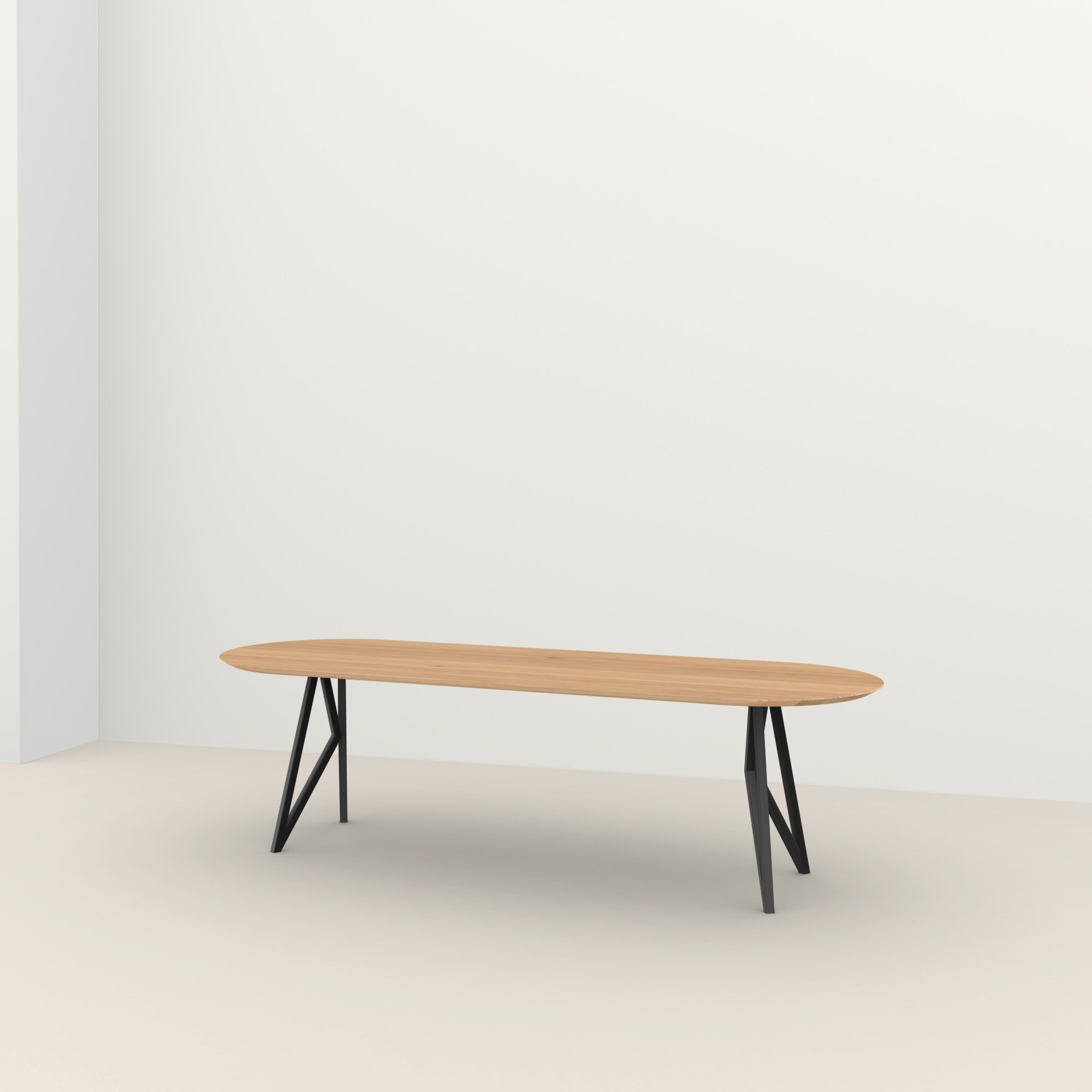 Studio HENK tafel Butterfly Plat ovaal, zwart frame - Smart Collectie 260 x 100 cm | Eikenhout | Verjongde rand | Frame Zwart