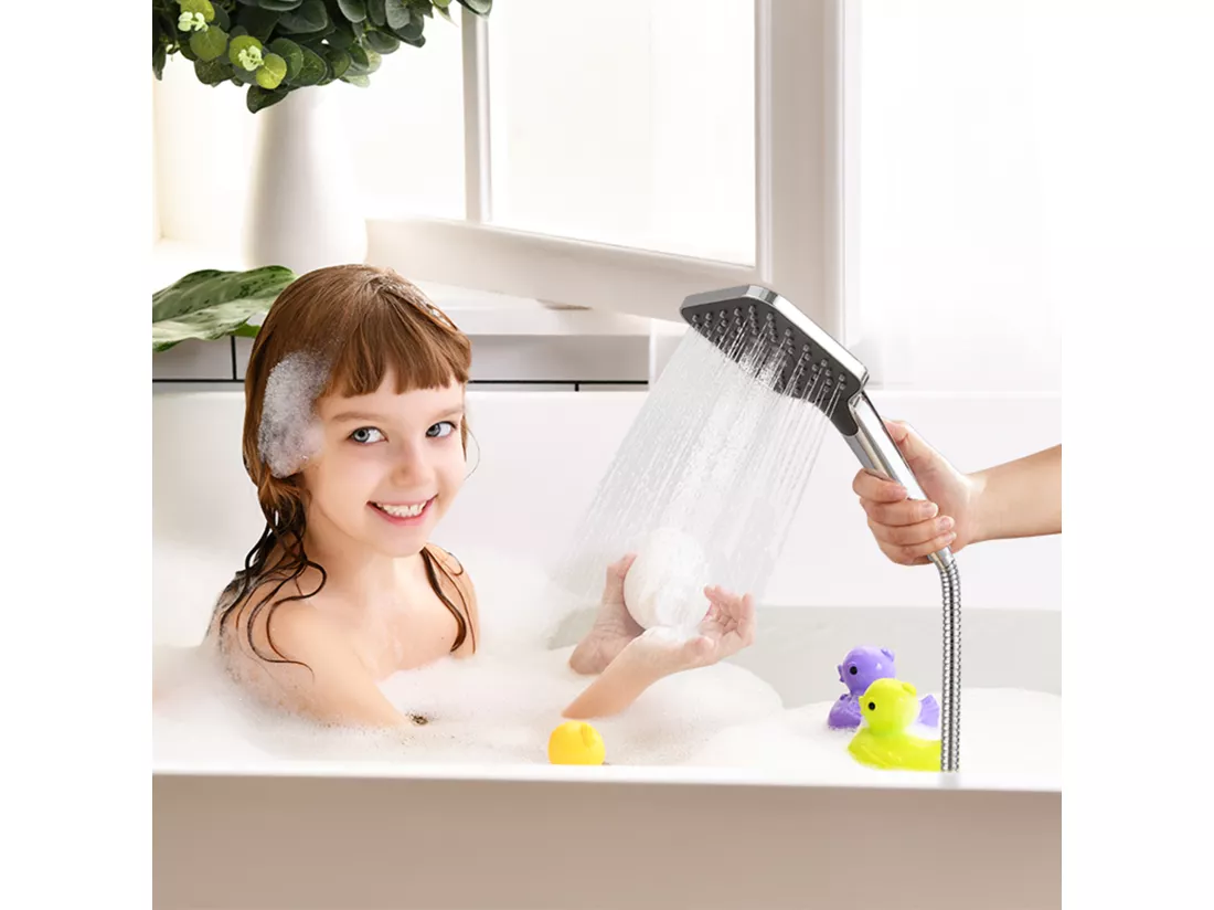 AURALUM MAX Pommeau de Douche Haute Pression+Tuyau de 1,5m en Inox,Avec 3 Modes de Jet,Pulvérisateur Douche Anti-Calcaire Pommeau,Chromé+Noir