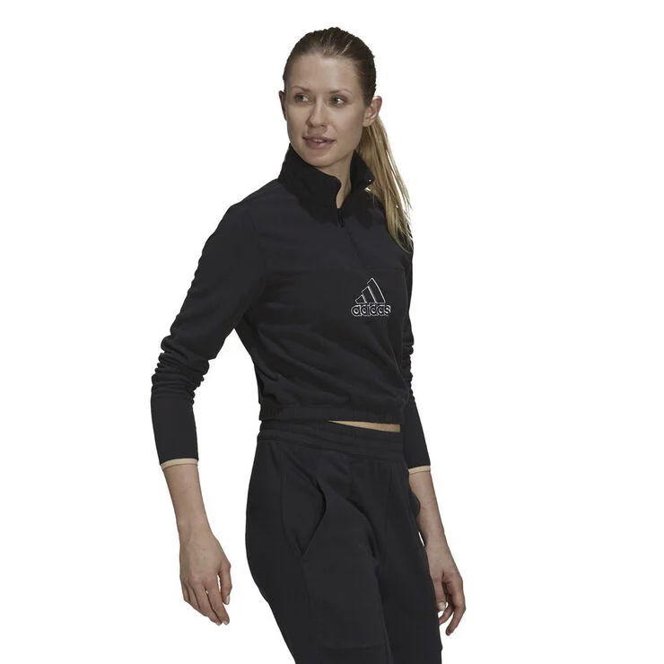 adidas Brand Love Polar Fleece Embroidered Logo Half-Zip sweatshirt Sort