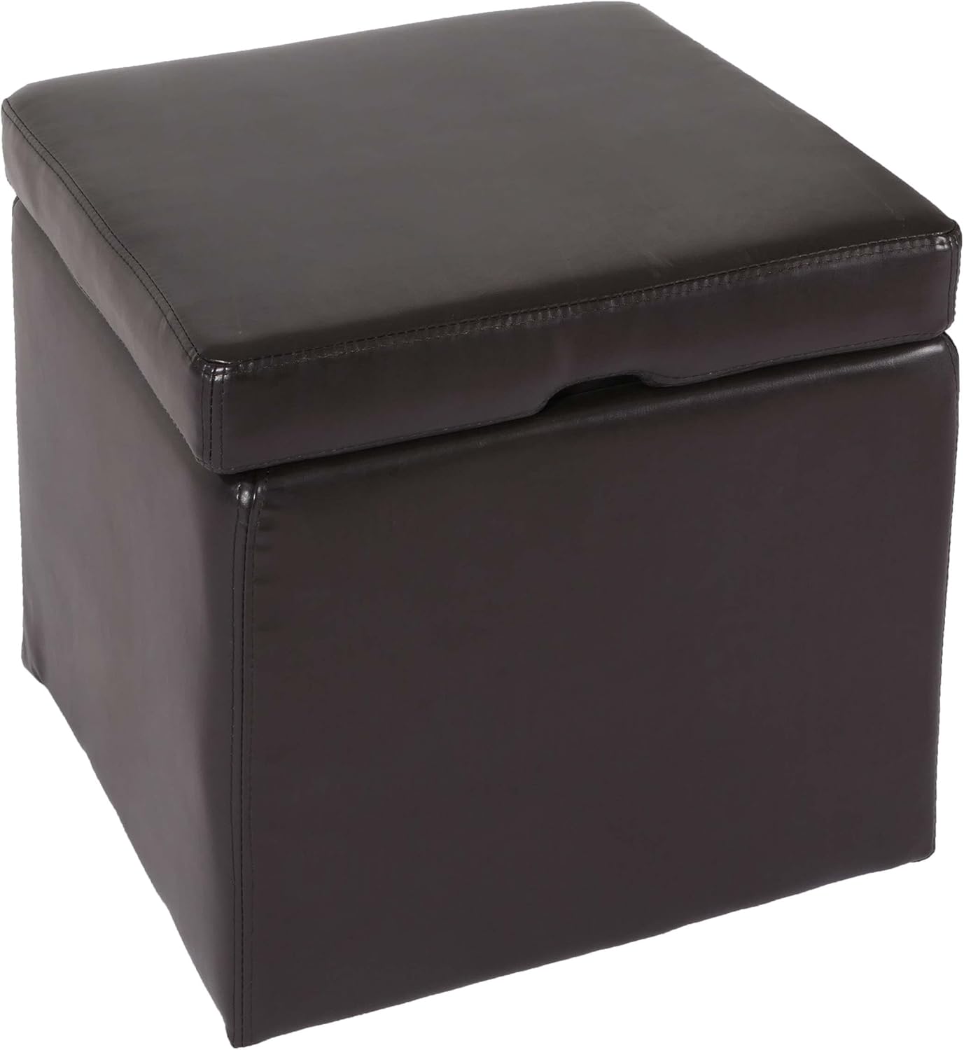 Mendler Hocker Sitzwürfel Sitzhocker Aufbewahrungsbox Onex, mit Deckel, Leder + Kunstleder, 45x44x44cm MVG - braun