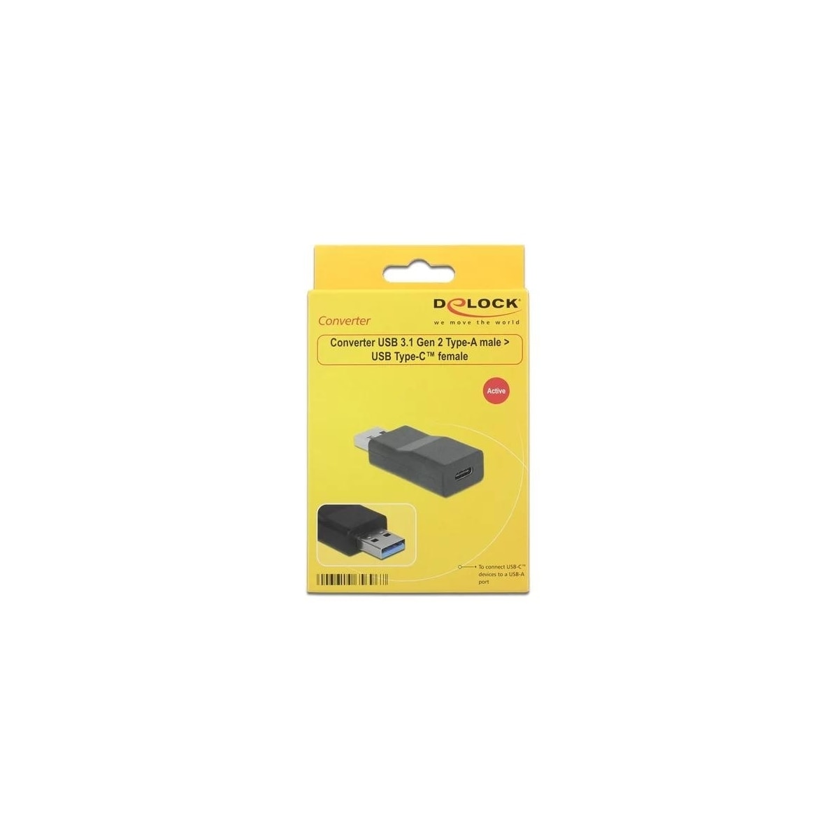 Delock Converter USB 3.1 Gen 2 Type-A male > USB Type-C™ female Activ