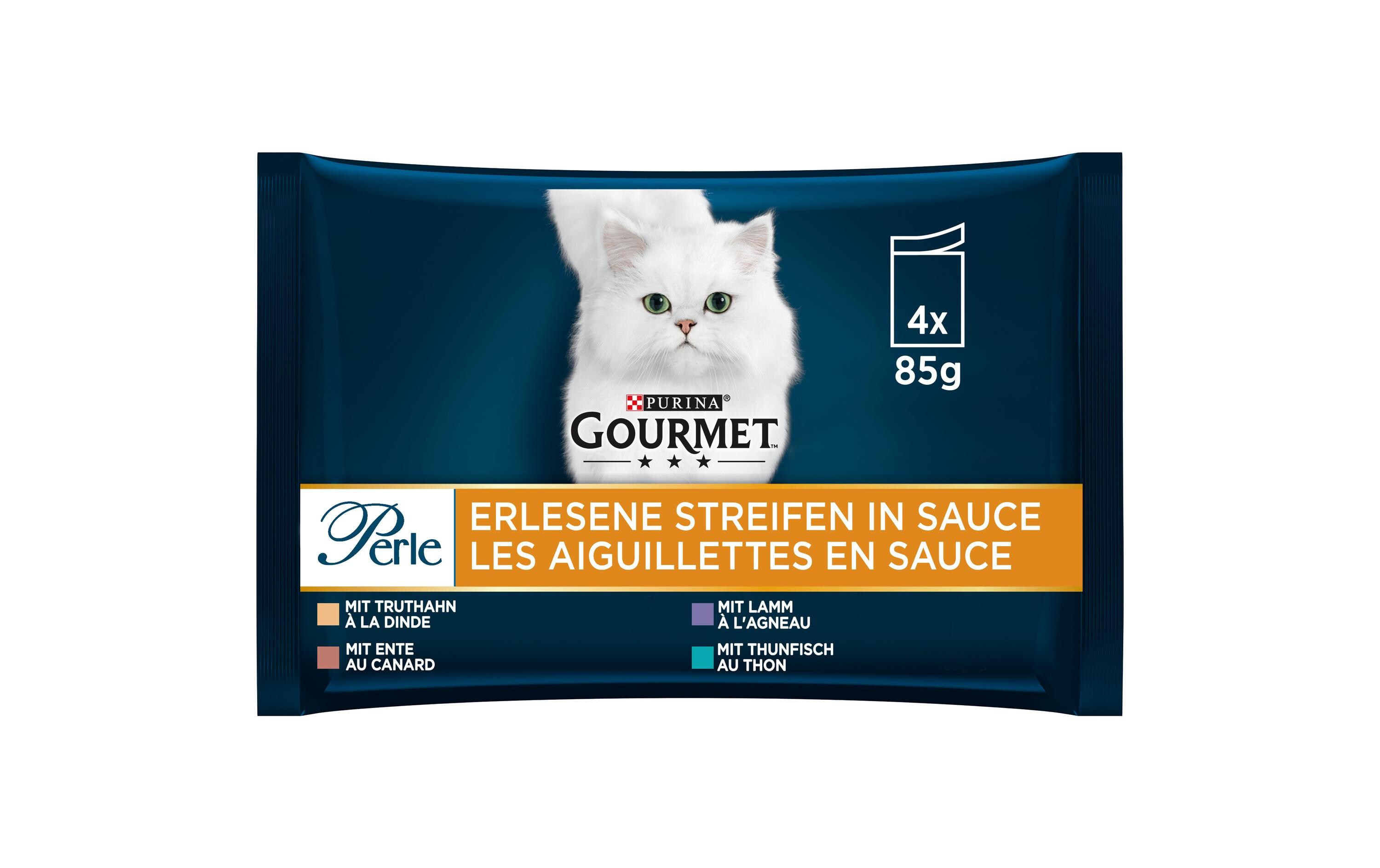 Nassfutter Truthahn, Thunfisch, Ente, Lamm 4 x 85gAlleinfuttermittel für ausgewachsene Katzen