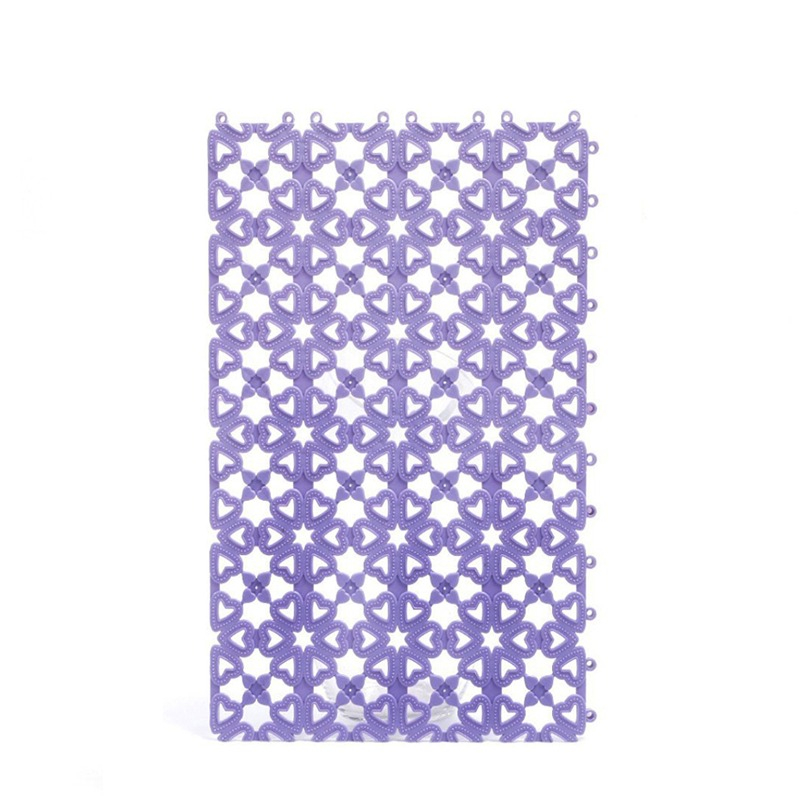 (30x20) Anti-Rutsch Dusch Matte Badewannen Einlage Klick Fliese mit Herz Muster - Violett