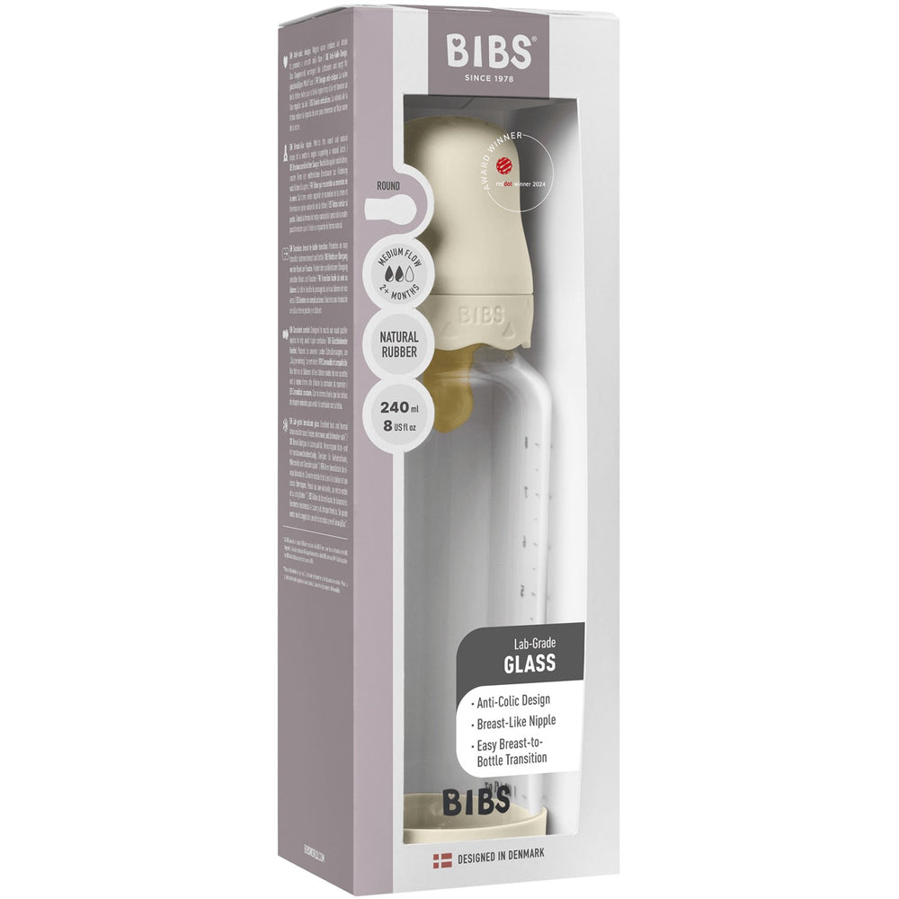 Køb Bibs Ivory Glass Boheme Baby Flaske Round Latex Medium Flow