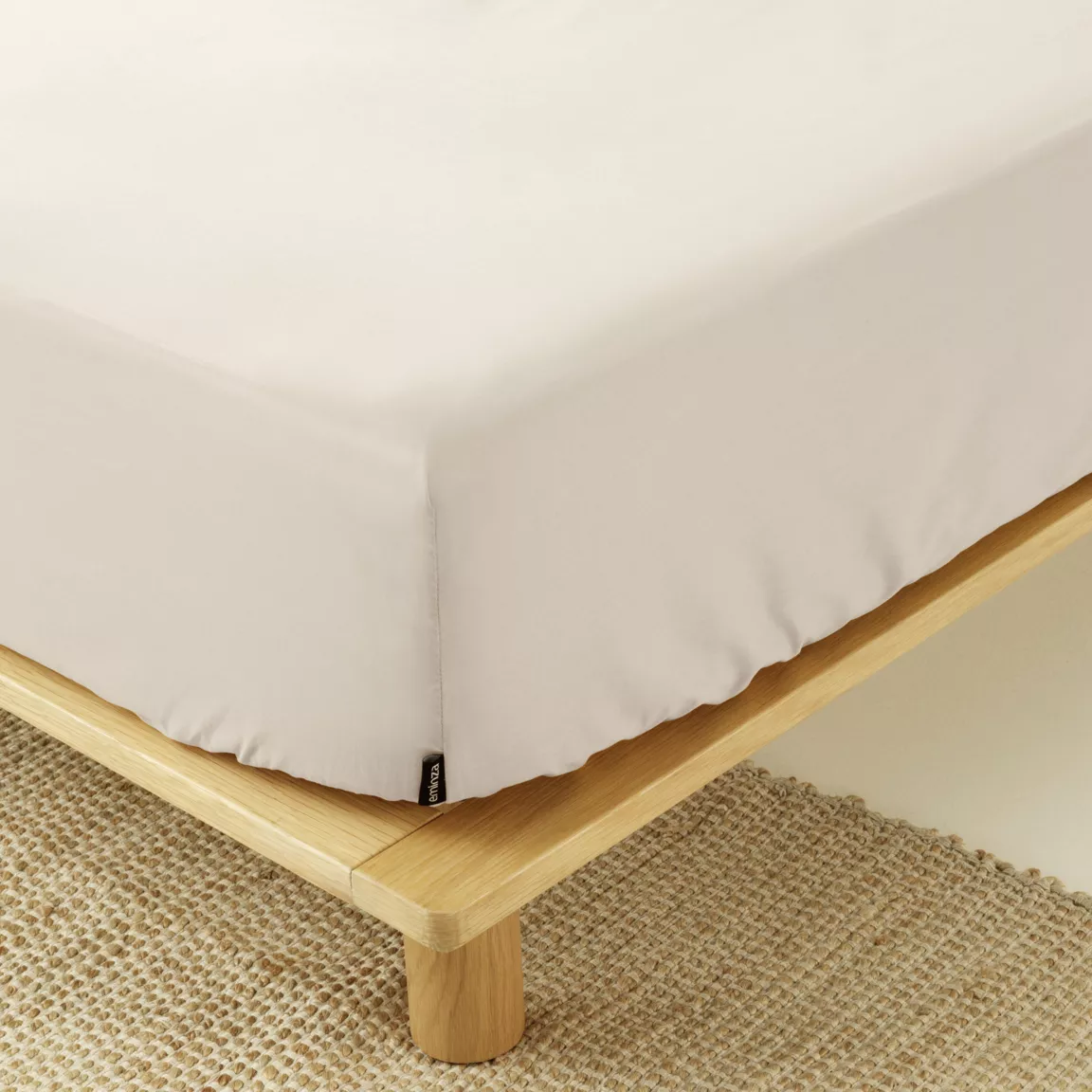 Drap housse percale de coton (140 x 190 cm) Cali Beige