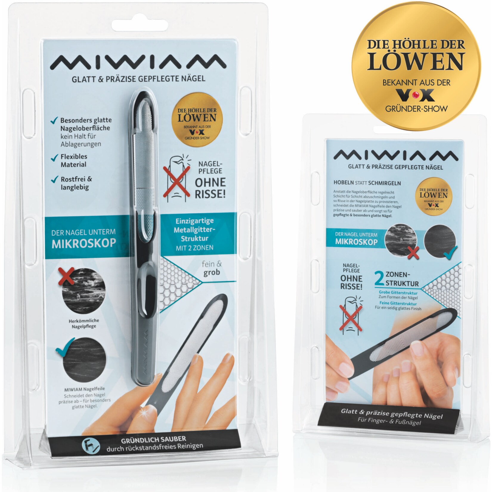MIWIAM Nagelfeile 18,5 cm schwarz, mint, flieder