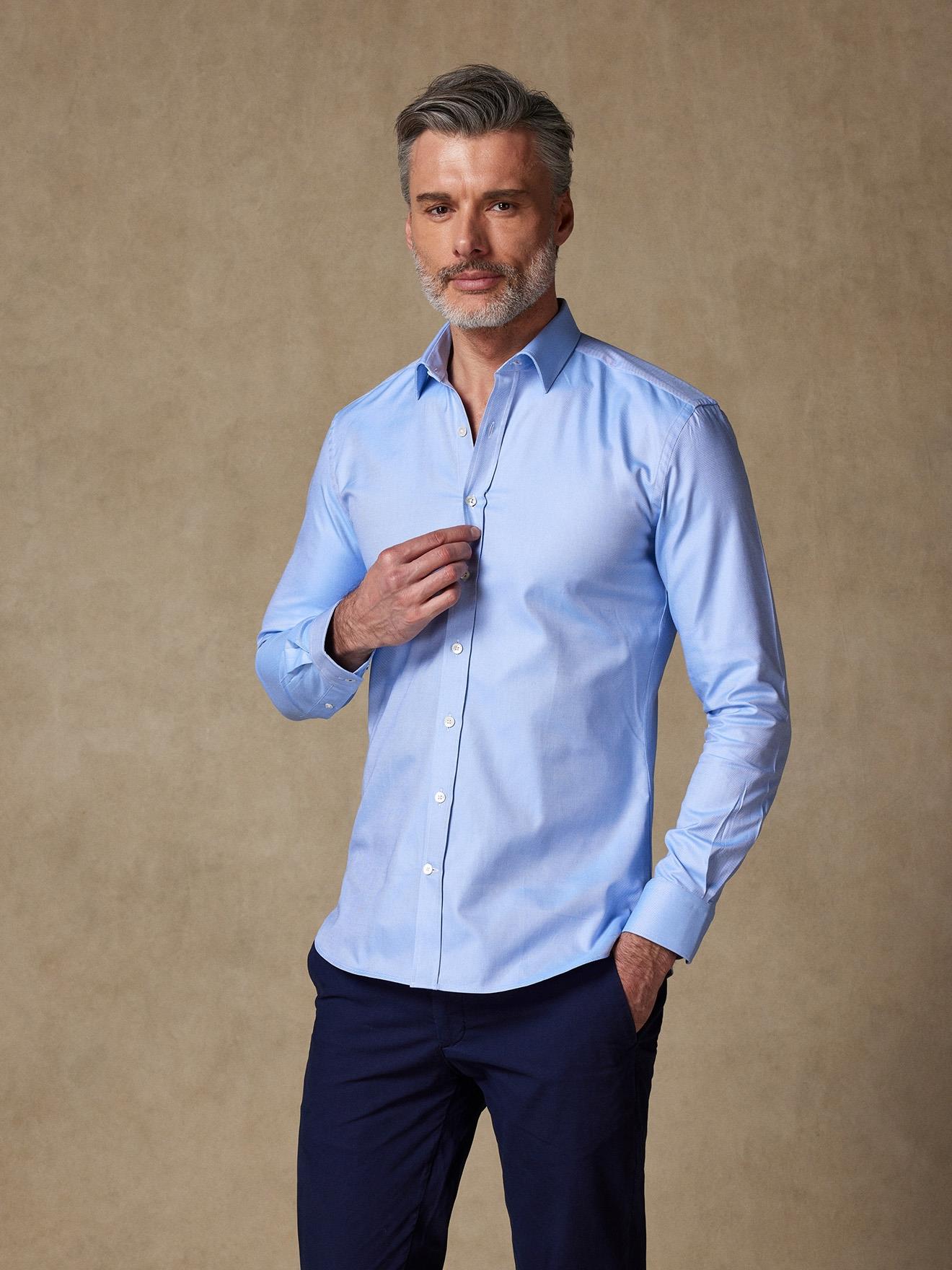 Chemise cintrée en oxford royal ciel