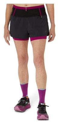 Short 2-en-1 Femme Asics Fujitrail Noir Rose