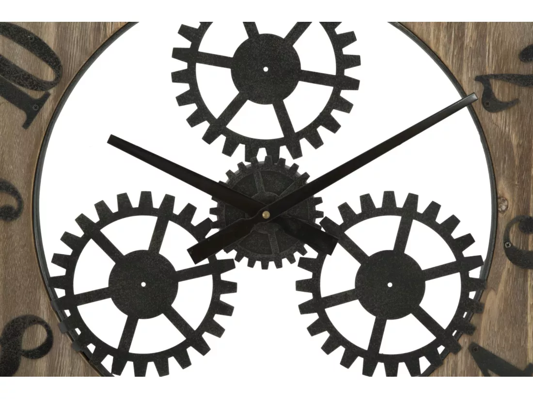 Horloge murale en métal et bois marron Ø cm 60x4