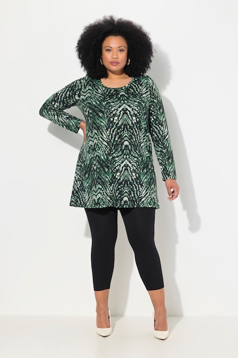 Longshirt, Schlangen, A-Linie, Rundhals, Langarm