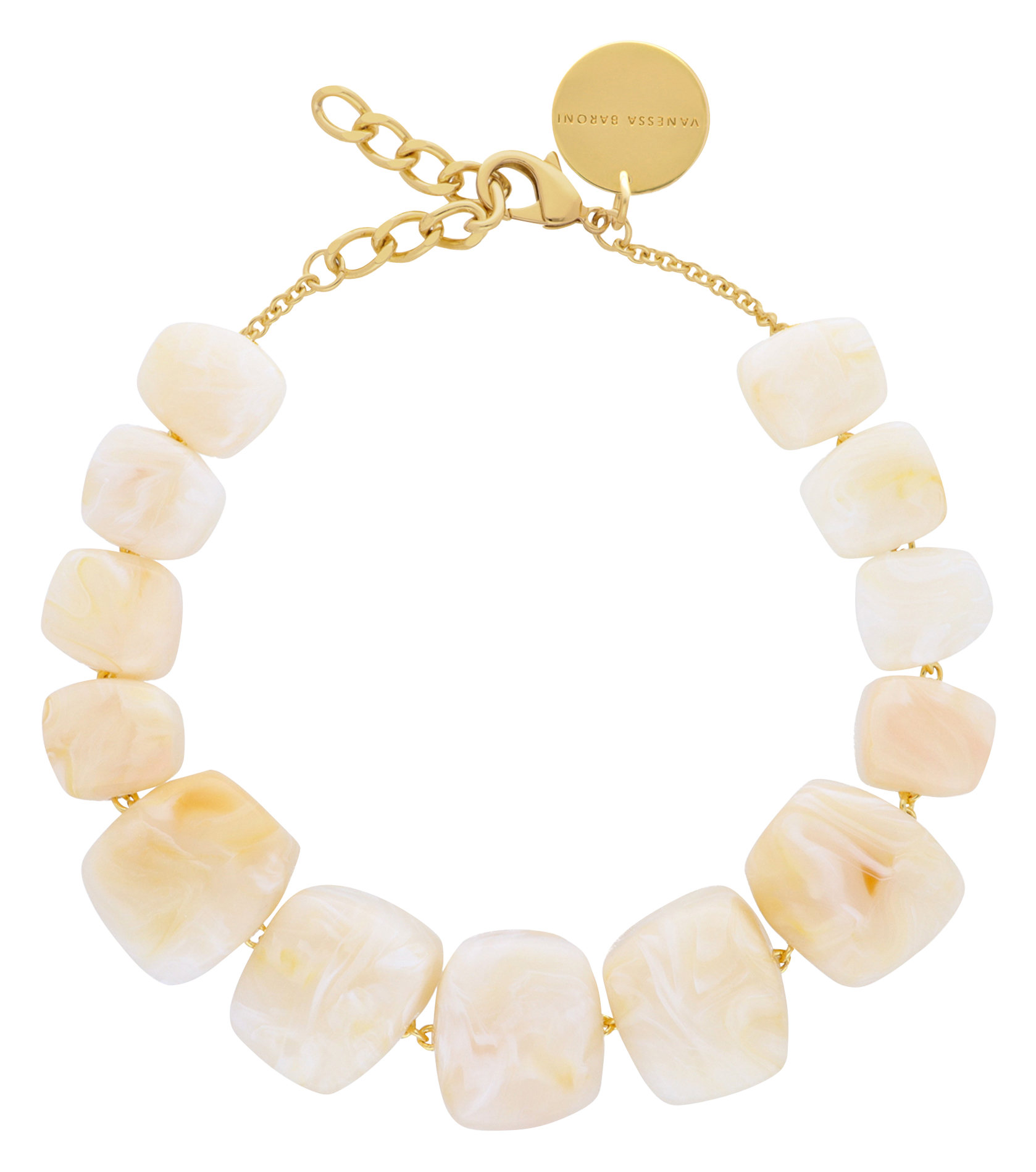 BIG ORGANIC SHAPED - Grand collier avec pierres angulaires | Blanc