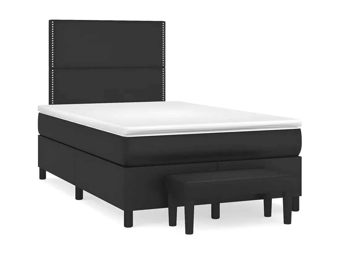 Sommier tapissier avec matelas Noir 120x200 cm Similicuir