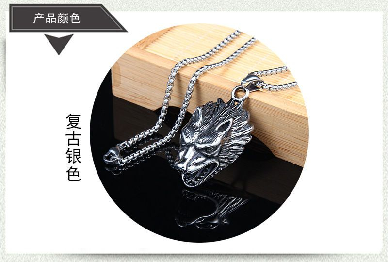 Prushia - Wolf hanger ketting van roestvrij staal