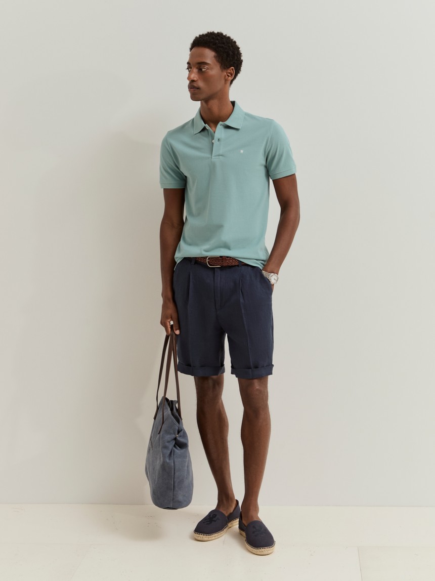 Polo piqué slim fit garment dye