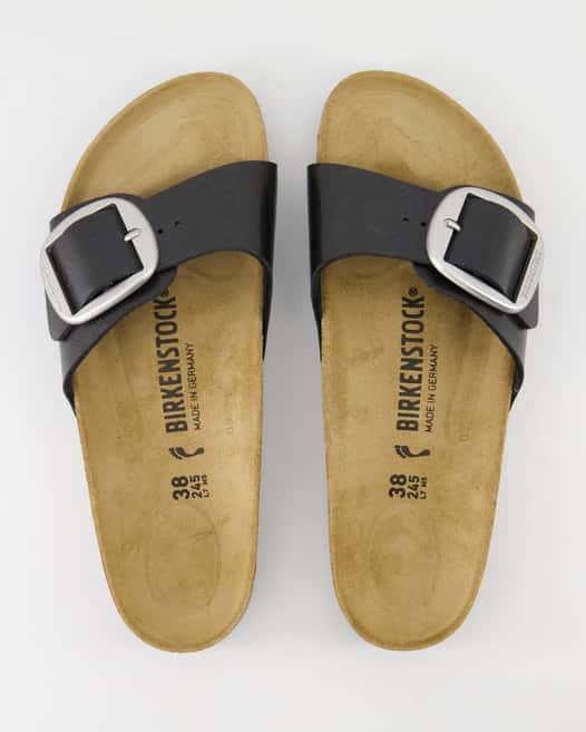 Birkenstock Madrid Big Buckle Pantoletten in Schwarz