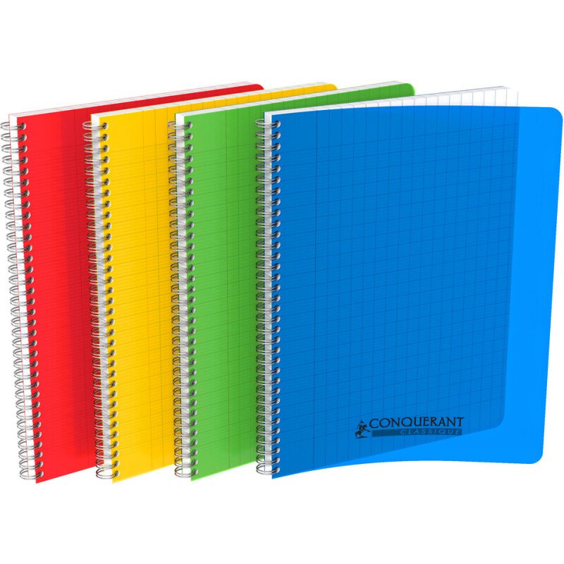 Cahier spirale Conquérant Classique A4 grands carreaux 100 pages