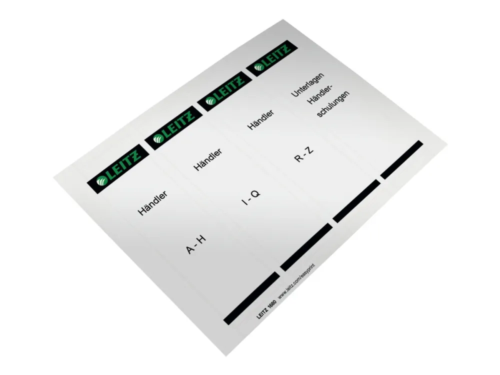 Rygetiketter til brevordner Leitz 180° 80 mm, pose/100 Grå