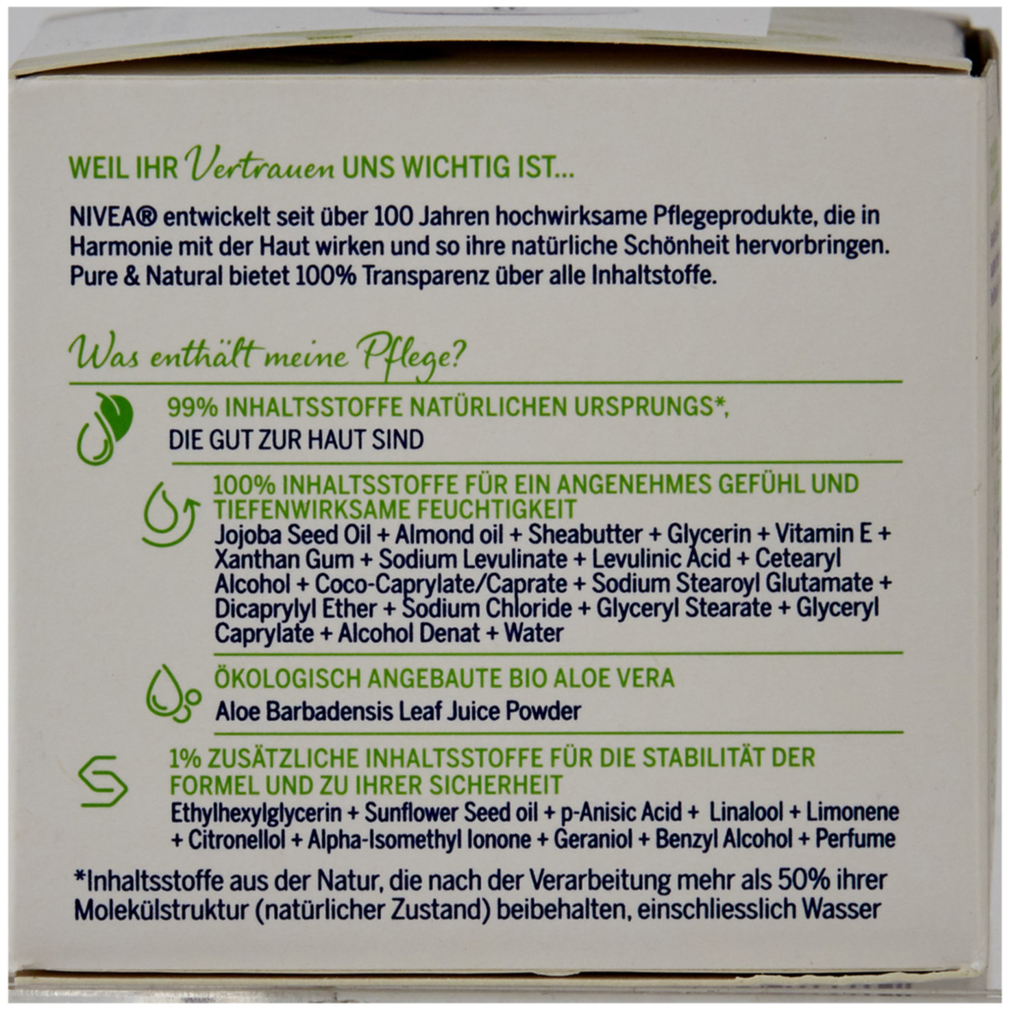 Nivea Naturally Good Tagescreme Bio Aloe Vera