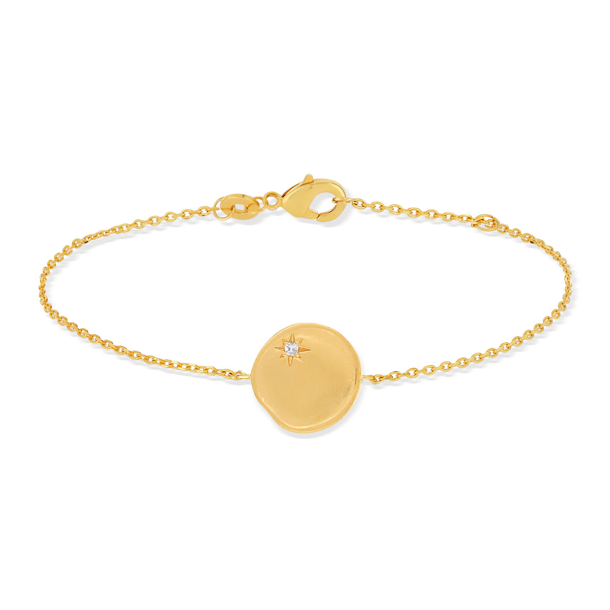 Bracelet plaqué or médaille zirconia 17.5 cm