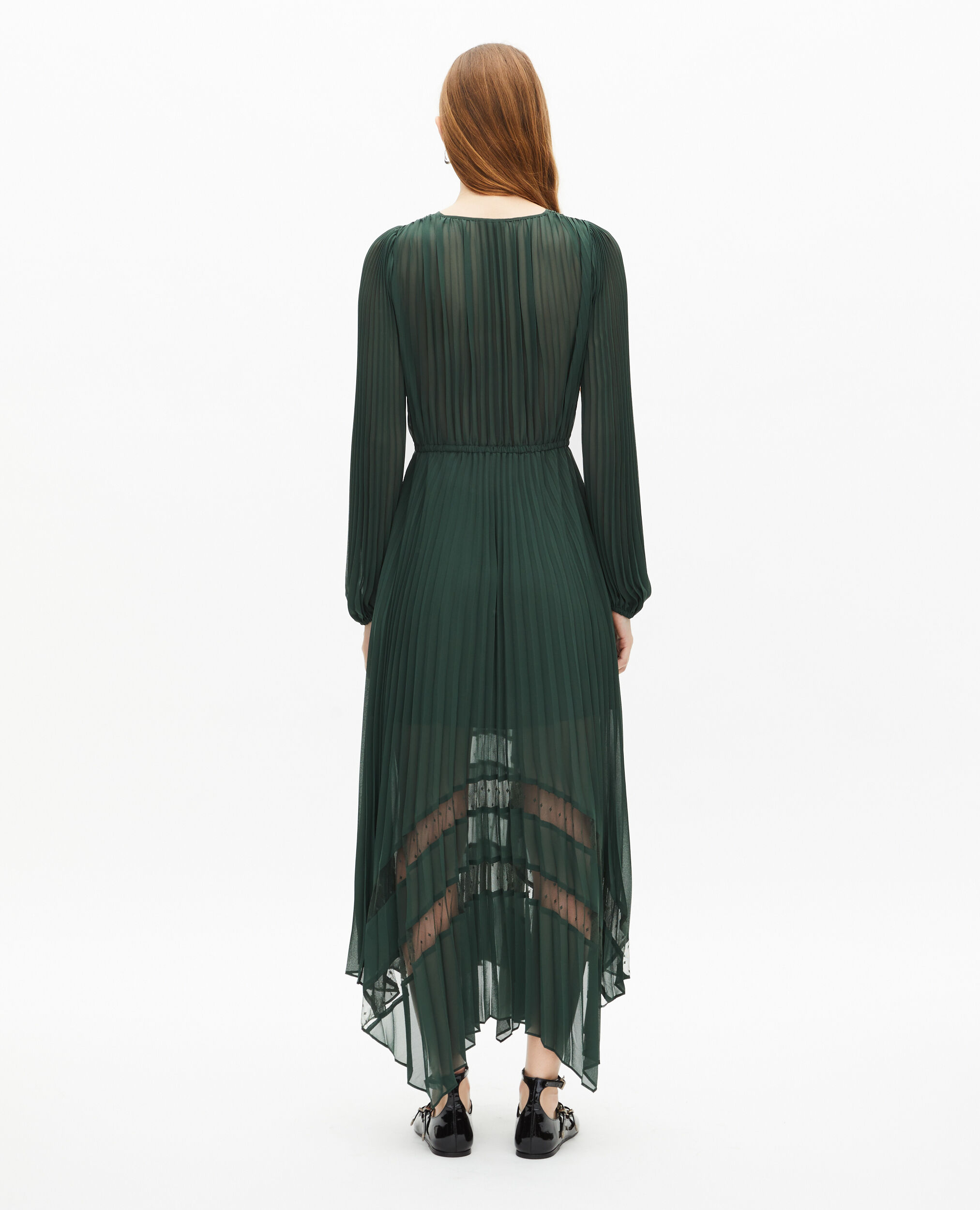 Robe longue plissée verte
