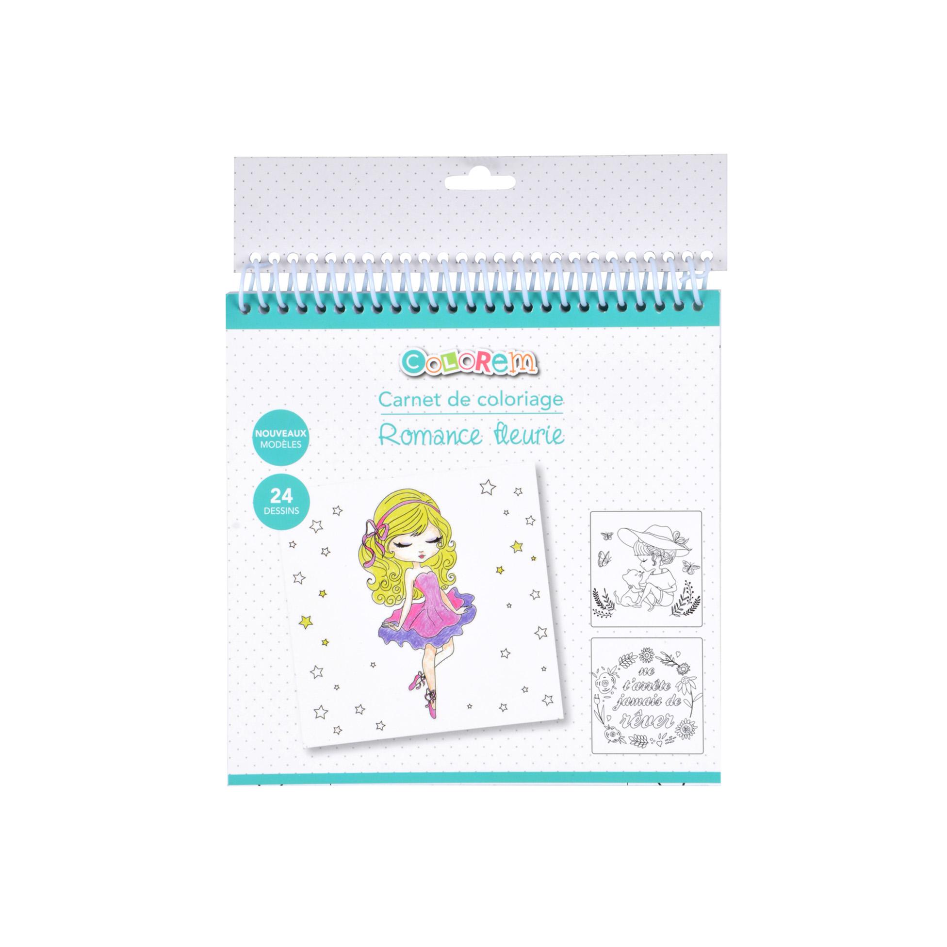 CAHIER DE COLORIAGE 21X21CM 24 PAGES ROMANCE FLEURIE