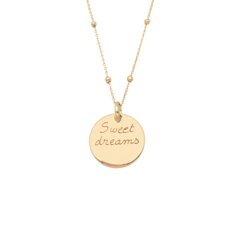 Collier médaille chaîne perlée plaqué or 3 microns - Personnalisable
