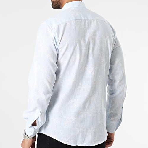 Chemise Manches Longues Floral Bleu Ciel