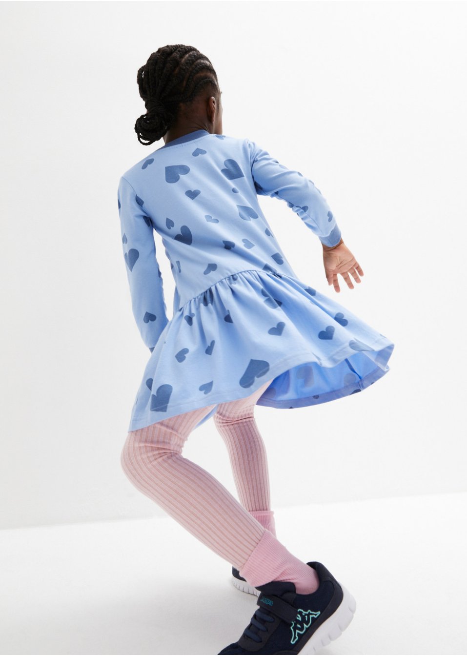 Robe en jersey fille avec imprimé petits cœurs